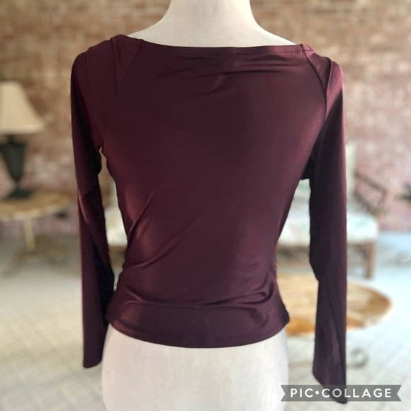 Express Body Contour Plum Crop Ruched Knit Top L - Picture 7 of 9